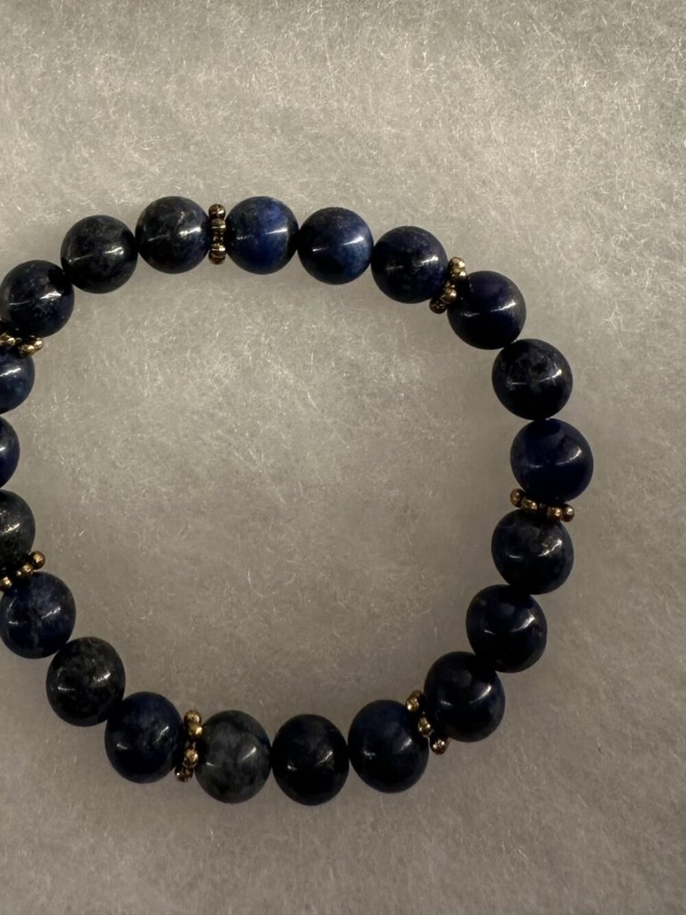 Handmade Blue Lapis Beaded Stretch Bracelet
